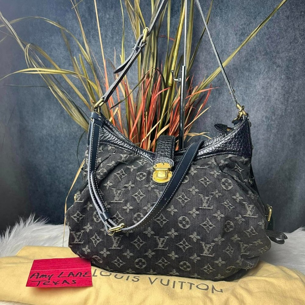 Monogram Denim Mahina xs with crossbody strap bundle